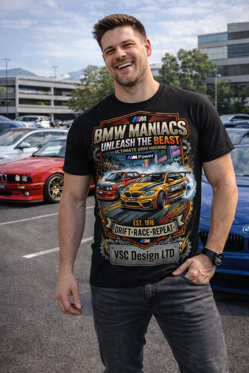 Мъжка тениска BMW Maniacs – Drift Race Repeat