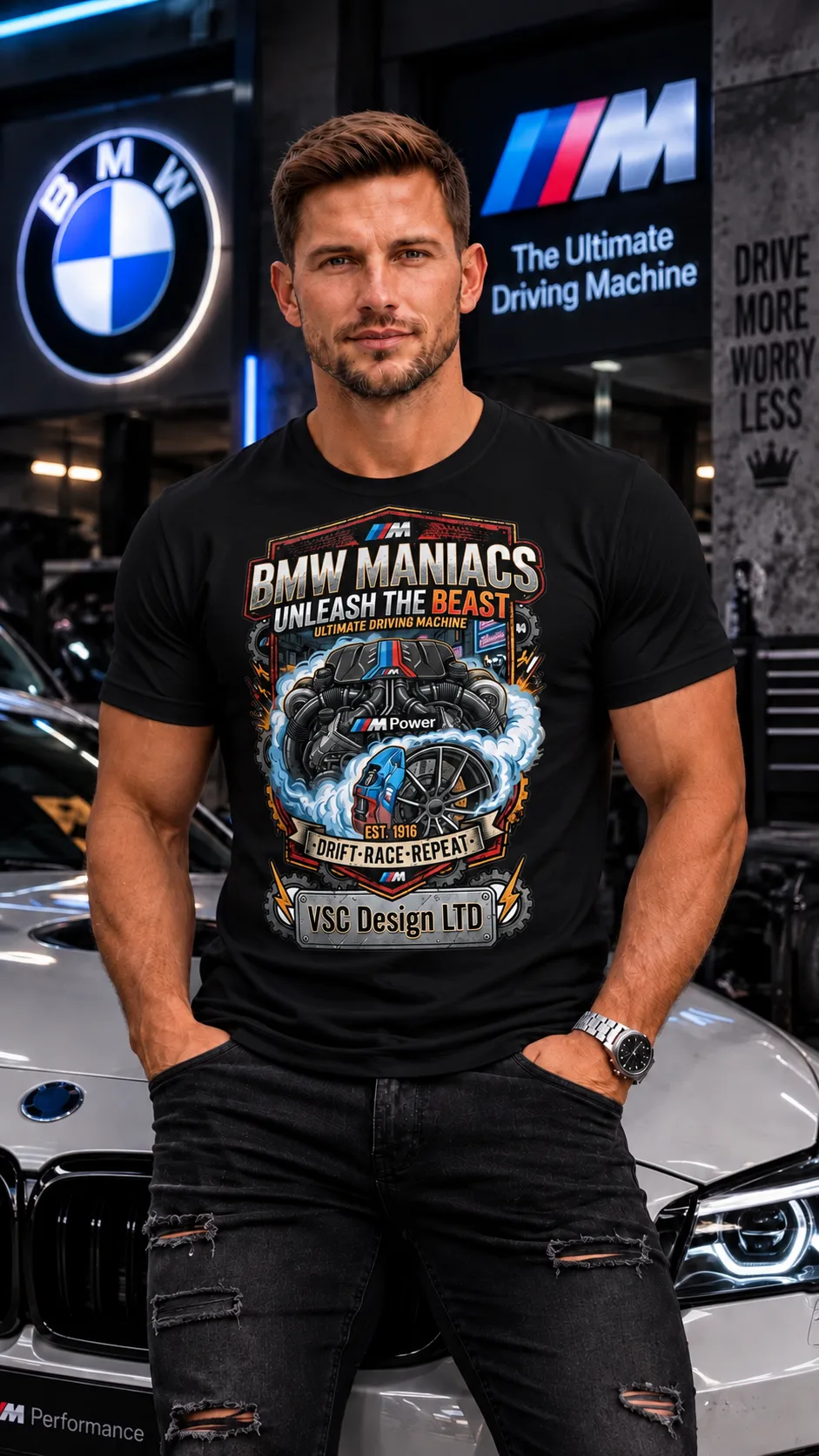 Мъжка Тениска BMW Maniacs – Unleash the Beast